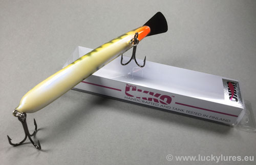 Unterseite des Meterhecht-Wobblers Turus Ukko Original in der Farbe 154 in der 20 cm Version.